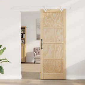 Porta Deslizante vidaXL com Conjunto de Ferragens 78x211 cm Madeira Só