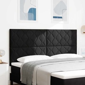 vidaXL Cabeceira LED Design Diamond Blocks Preta 180 cm em Veludo