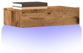 Móvel de TV com luzes LED 60x35x15,5 cm madeira velha