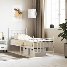 vidaXL Estrutura de cama com cabeceira e pés 75x190 cm metal branco