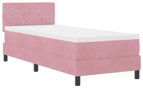 Cama Box Spring vidaXL com Colchão Rosa 80x200 cm Veludo