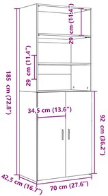 Armário alto 70x42,5x185 cm derivados madeira cinzento sonoma