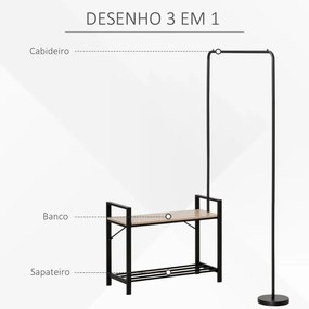 Conjunto Promise - Cabide Ajustável, Sapateira e Banco - Design Indust