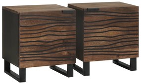 vidaXL Armários de cabeceira - Kit com 2, Madeira de manga maciça, Tamanhos: 40x33,5x46 cm