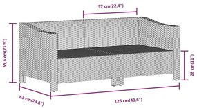 3 pcs conjunto lounge de jardim c/ almofadões vime PE cinzento