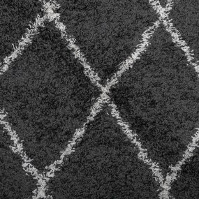 Tapete shaggy de pelo alto PAMPLONA 80x200 cm preto e creme