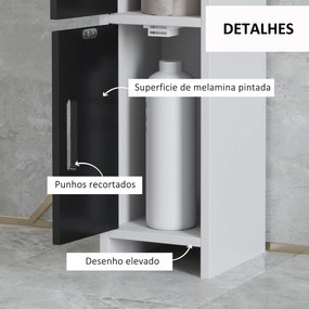 kleankin Coluna Casa de Banho com 3 Portas e 3 Prateleiras Abertas Col