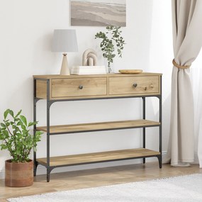Mesa de Console Carvalho Artesanal 100x25x75 cm Madeira Composta e Aço