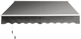 Toldo retrátil 245 x 200 cm com manivela manual para parede, porta, janela Cinzento