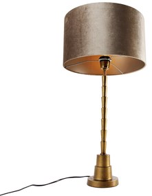 Candeeiro de mesa bronze com abajur de veludo cor de taupe 35cm - Pisos Art Deco,Clássico / Antigo