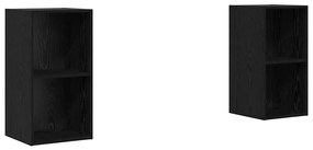 Gabinete de TV de Parede 2 pcs Carvalho Preto 37 x 37 x 72 cm