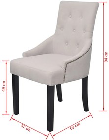 Cadeiras de jantar 4 pcs tecido cinzento creme