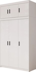 Roupeiro Novduni 104, Branco, 246x133x53cm, 128.6 kg, Portas para roupeiro: Com dobradiças, Número de prateleiras: 7, Número de prateleiras: 7