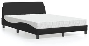 Cama com colchão 140x190 cm couro artificial preto