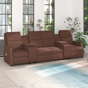 vidaXL Poltrona massagens 4 lug. reclinável couro artificial castanho