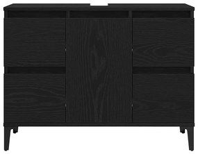 Armário de pia de casa de banho vidaXL Carvalho Preto 80x33x60 cm Made