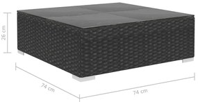 5 pcs conjunto lounge de jardim c/ almofadões vime PE preto