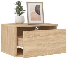 Mesas de cabeceira de parede com luzes LED 2pcs carvalho sonoma