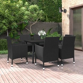 vidaXL 7 pcs conjunto de jantar p/ jardim c/ almofadões vime PE/vidro