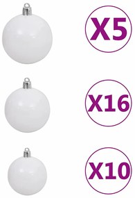 Conjunto de Árvore de Natal Artificial LED &amp; Bolas Verde 180 cm PET