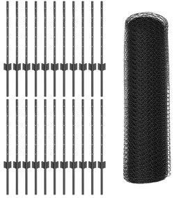Postes de Cerca vidaXL 11 pcs U-Channel Cinza 60 cm Aço