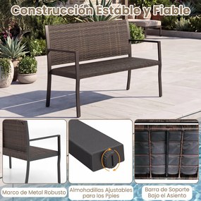 Banco de Jardim de 2 Lugares, 109 x 55 x 84 cm, Assento Acolchoado, Castanho