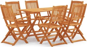 vidaXL 7 pcs conj. jantar exterior dobrável madeira eucalipto maciça