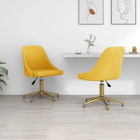 vidaXL Cadeiras de jantar giratórias 2 pcs veludo amarelo