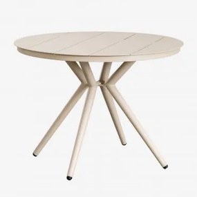 Round Garden Table In Aluminum Valerie Ø100 Cm & Tapioca Bege - Sklum