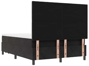 Cama Box Spring com Colchão &amp; Banco Preto 140x190 cm Veludo