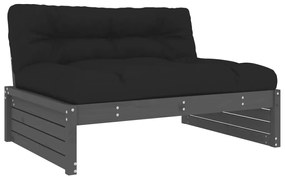 2 pcs conjunto lounge jardim c/ almofadões madeira maciça cinza