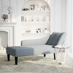 Chaise lounge com apoio de braço direito em tecido cinza claro