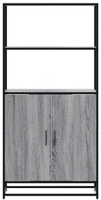 Armário alto 68x35x139 cm madeira e metal cinza sonoma