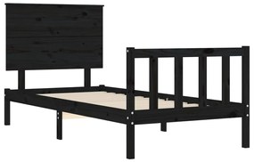 Estrutura de cama com cabeceira 90x200 cm madeira maciça preto