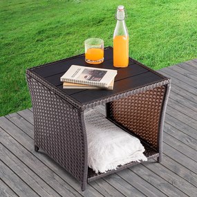 Mesa de apoio Jardim Polyrattan Vedis 45x45x40cm Castanho