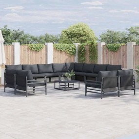 vidaXL Conjunto de Sofá de Jardim 12 pcs Cinzento-escuro Aço