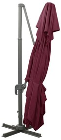 Guarda-sol de jardim cantilever c/ toldo duplo 400x300 cm bordô