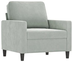 4 pcs conjunto de sofás com almofadas veludo cinzento-claro