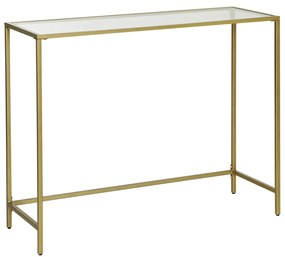Mesa de console VASAGLE, mesa de vidro temperado, sofá moderno ou mesa de entrada, estrutura de metal, resistente, pés ajustáveis, para sala de estar, corredor, dourada LGT26G