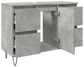 Móvel casa de banho 80x33x60 cm derivados madeira cinza cimento