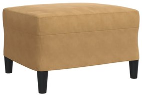 3 pcs conjunto de sofás com almofadões veludo castanho