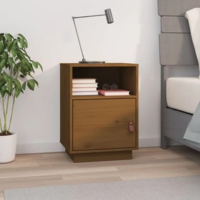 vidaXL Mesa de cabeceira 40x34x55 cm pinho maciço castanho mel