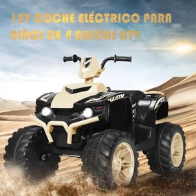 Moto 4 para crianças elétrica a bateria 12V Marcha à frente e atrás Velocidade alta e baixa com música Luzes LEDs Amarela