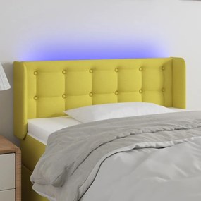 vidaXL Cabeceira de cama c/ luzes LED tecido 83x16x78/88 cm verde