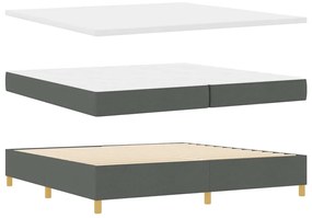 Cama Box Spring com Colchão Cinza Escuro 200x200 cm Tecido