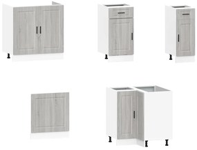 11 peças armário de cozinha conjunto Porto cinzento sonoma