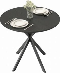 Mesa de Jantar Redonda, 80 x 80 x 75 cm (CADEIRAS NÃO INCLUIDAS), Estrutura Cruzada em Aço, Preta