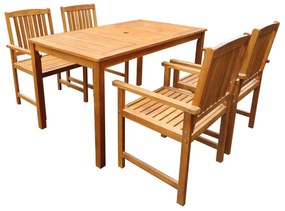 vidaXL 5 pcs conjunto de jantar exterior madeira acácia maciça