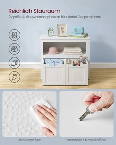 Estante infantil 29,7 x 72,2 x 60 cm com rodas para uma arrumação organizada dos brinquedos, em branco