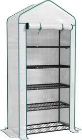 Outsunny Estufa Pequena de Jardim de 5 Prateleiras Cada 10 kg Estufa Resistente com 1 Porta com Fecho de Correr 90x49x193 cm Branco | Aosom Portugal